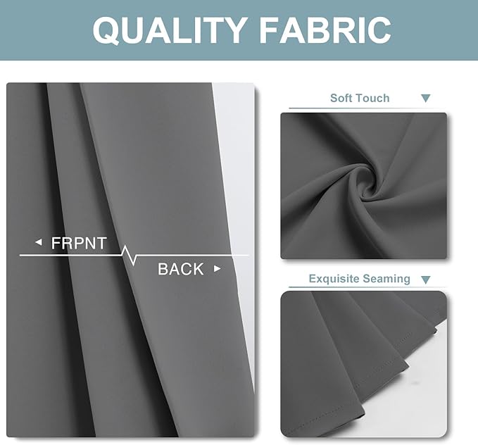 ChrisDowa Blackout Curtains 108 inches Long for Bedroom - 2 Panels Set Grommet Thermal Insulated Room Darkening Curtains for Living Room (Grey, 52 x 108 Inch)