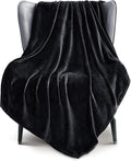 Exclusivo Mezcla Fleece Black Throw Blanket for Couch, Sofa, Super Soft and Warm Blankets, All Season, Cozy, Plush, Lightweight, 50x60 Inches