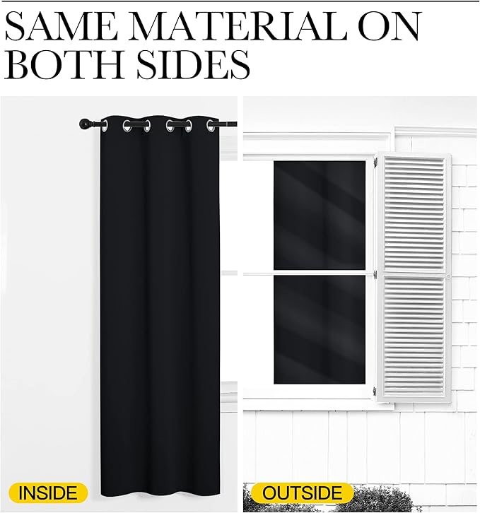 NICETOWN Halloween Patio Blackout Curtain Shades, 2 Panels, 55 inches x 108 inches, Black, Summer Home Decoration Thermal Insulated Grommet Blackout Draperies/Drapes for Kitchen