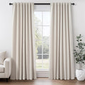 Oatmeal Blackout Curtains for Living Room 100 Inch Long 2 Panels,Linen Textured Room Darkening Drapes for Dining Room Back Tab with Hooks Boho Modern Solid Color Cottage Urban Decor 52x100