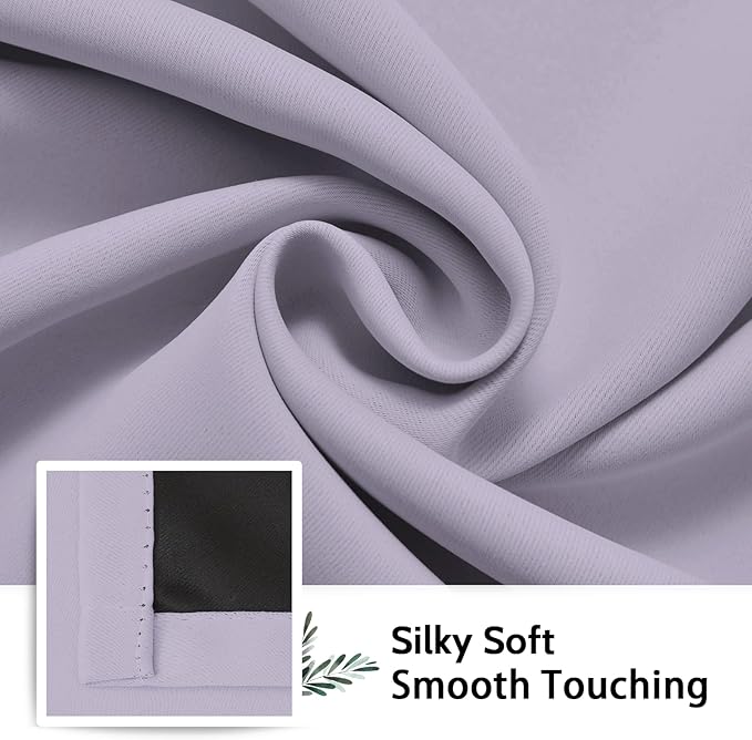 SimpleHome 100% Blackout Curtains for Bedroom,Thermal Insulated Grommet Window Drapes Room Darkening Lilac Curtains for Living Room with Black Back,42 x 63 Inch,2 Panels