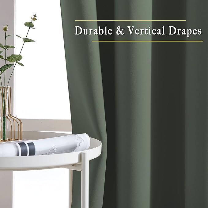 NICETOWN Room Darkening Curtains for Room Divider, Grommet Thermal Curtains Light & Sound Reducing Window Treatments for Sliding Glass Door, W66 x L110, Dark Mallard, 2 Panels