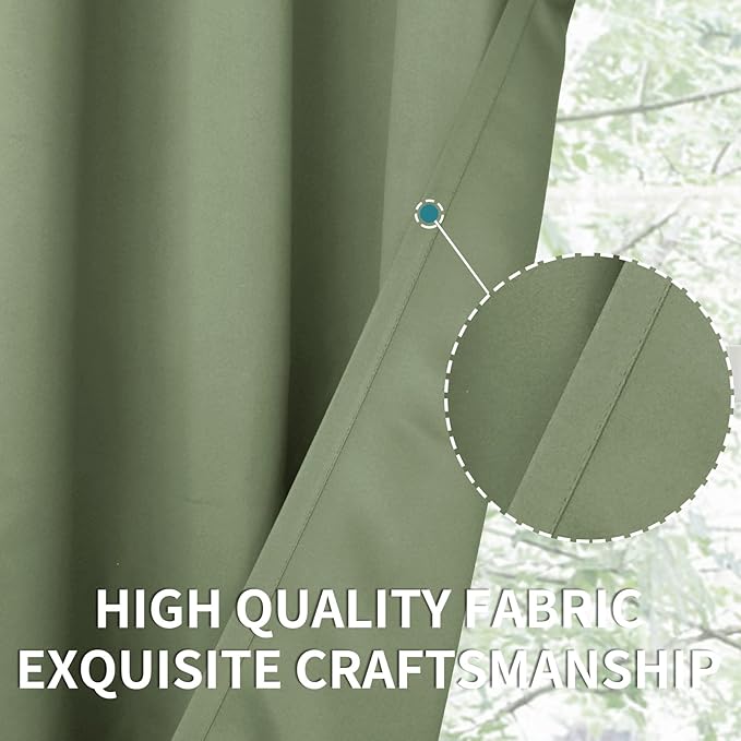 BGment Room Darkening Curtains 108 Inches Long - Grommet Thermal Insulated Drapes Window Treatment Curtains for Bedroom, 2 Panels, 52 x 108 Inch, Grass Green