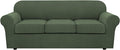 H.VERSAILTEX 4 Piece Stretch Sofa Covers for 3 Cushion Couch Covers for Living Room Furniture Slipcovers (Base Cover Plus 3 Seat Cushion Covers) Upgraded Thicker Jacquard Fabric (Sofa, Bronze Green)