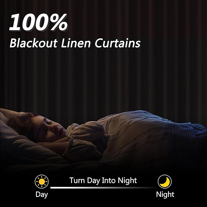 Guken 100% Blackout Curtains 90 Inch Length 2 Panels Set for Living Room Bedroom Back Tab Thermal Insulated Black Out Linen Drapes Room Darkening Window Curtains 90 Inches Long, Ash Rose