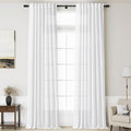 Nanspring White Linen Curtains for Living Room Extra Long Back Tab Curtains 125 Inches Long Farmhouse Light Filtering Semi Sheer Linen Drapes Ceiling to Floor for Large Window 2 Panels Set 52x125