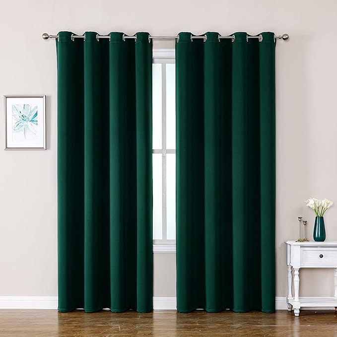 ChrisDowa Blackout Curtains 102 Inches Long 2 Panels Set for Living Room, Grommet Thermal Insulated Room Darkening Curtains for Bedroom (Forest Green, 52 x 102 Inch)