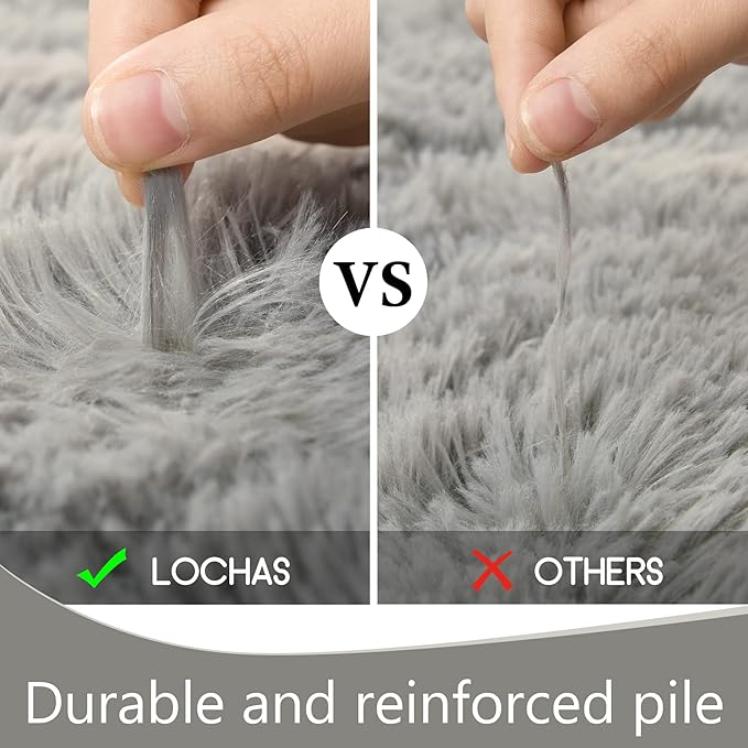 LOCHAS Ultra Soft Indoor Modern Area Rugs Fluffy Living Room Carpets for Children Bedroom Home Decor Nursery Rug 4x6 Feet, Gray