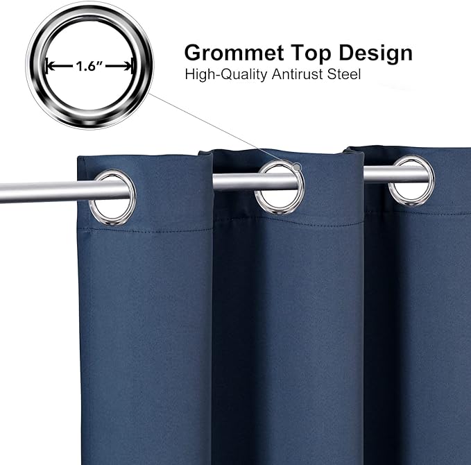ChrisDowa Grommet Blackout Curtains for Bedroom and Living Room - 2 Panels Set Thermal Insulated Room Darkening Curtains (Stone Blue, 38W x 45L)