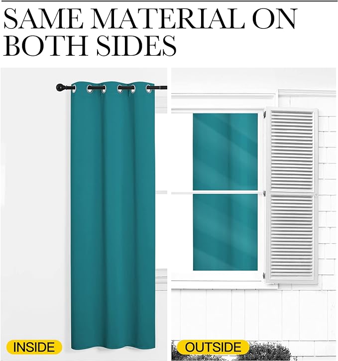 NICETOWN Room Darkening Curtains 54 inch Length 2 Panels, Thermal Insulated Grommet Blackout Curtains for Modern Casual Elegant Bedroom Kids Room Theme Decoration (Peacock Teal, 2 Pieces, W34)