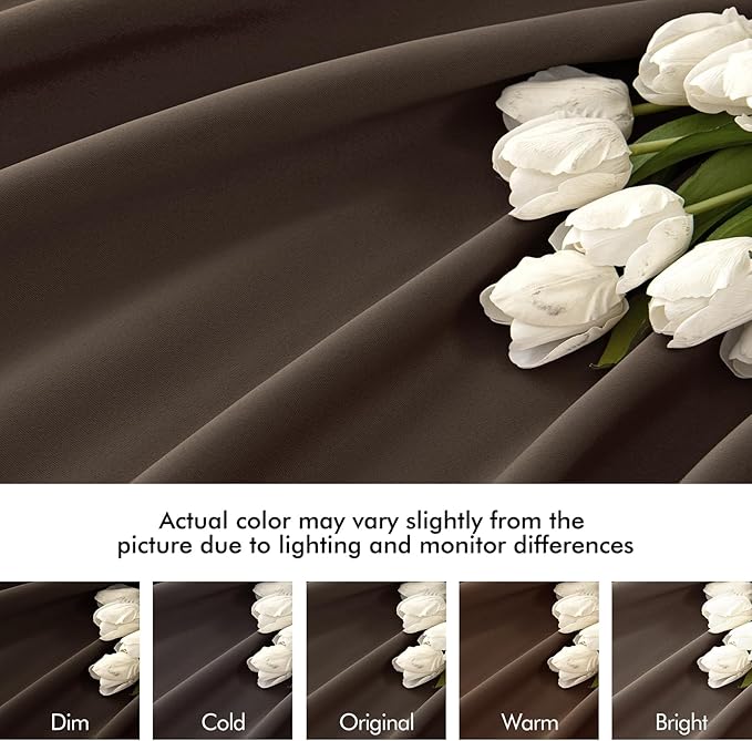 MIULEE Chocolate Brown Back Tab Blackout Curtains 102 Inch Long 2 Panels Set for Bedroom, Rod Pocket/Pinch Pleated Thermal Insulated Living Room Darkening Light Blocking Floor to Ceiling Drapes