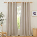 NICETOWN Rustic Linen 132 inch Long Curtains for Living Room, Grommet Privacy Added Thick Linen Weave with Light Filter Window Curtains & Drapes for Bedroom, Taupe, W55 x L132, 2 Panels
