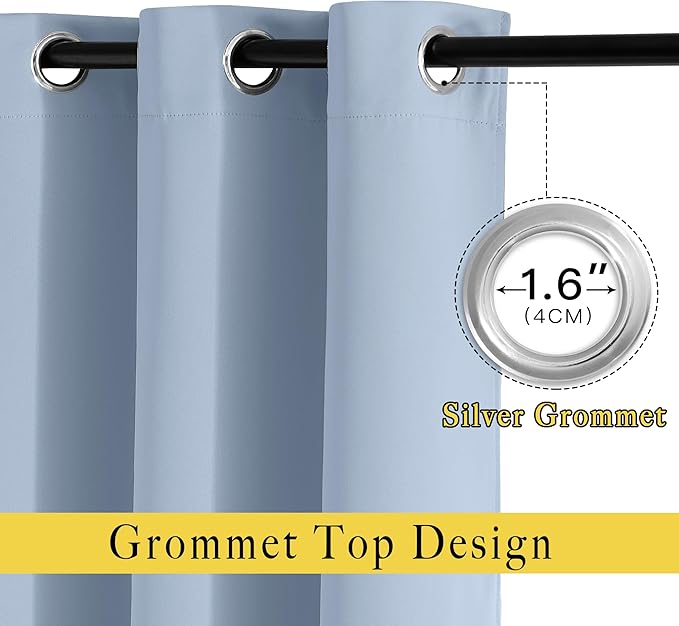 NICETOWN Vintage Blue Doorway Curtains 78 inches Long for Bedroom, Grommet Window Treatment Thermal Insulated Privacy Blackout Curtains & Drapes for Living Room, Set of 2, W52 x L78