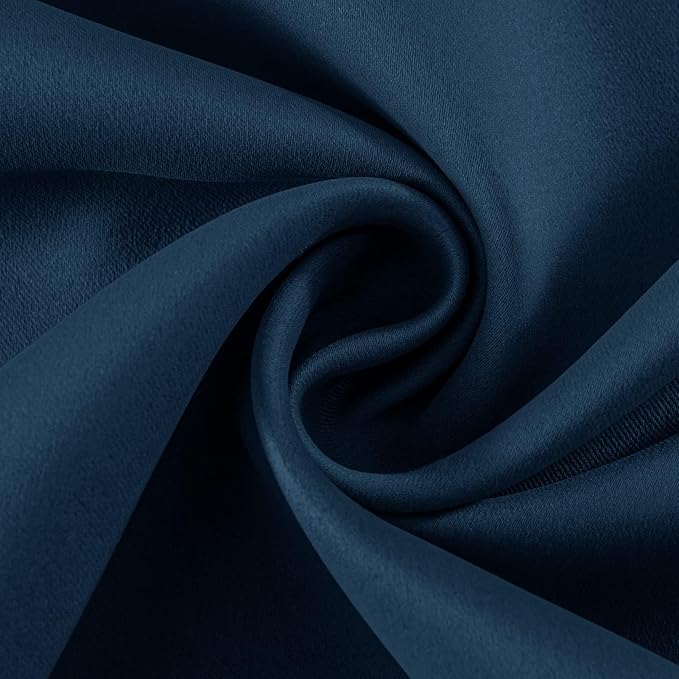 Joydeco Blackout Curtains 90 Inches Long 1 Panel, Thermal Insulated Long Curtains& Drapes 1 Piece, Room Darkening Grommet Drapes for Living Room Bedroom Window (W70 x L90 Inch, Navy Blue)