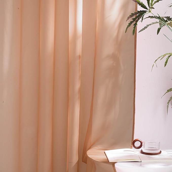 NICETOWN Voile Sheer Terracotta Curtains 96 inches Long 2 Panels Set, Grommet Casual Window Treatments with Light Filtering Airy & Elegant for Bedroom/Living Room, W54 x L96