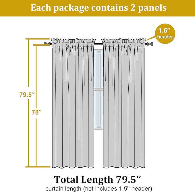 OWENIE Sheer Lemon Curtains for Bedroom Living Room 78 Inches Long 2 Panels Set, Soft Solid Light Filtering Sheer Curtain Rod Pocket Clear Drapes for Window Sliding Door, Lemon, Each 42 x 78 Inch