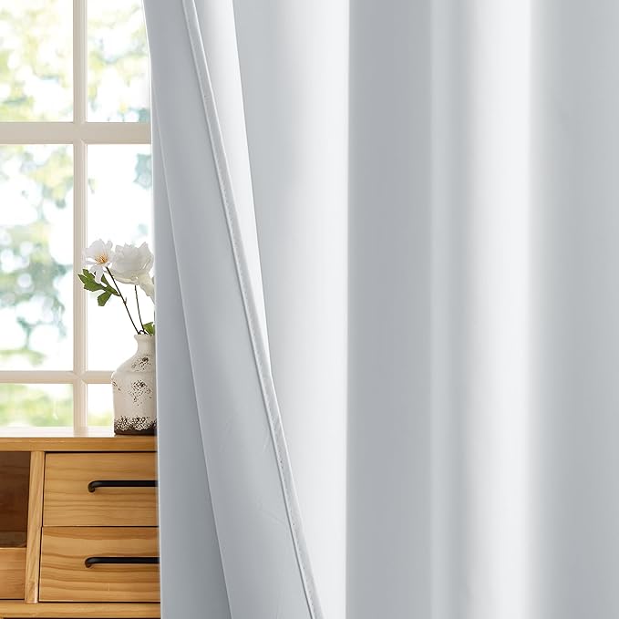 RYB HOME White 100% Blackout Curtains, Short Thermal Insulated Heat & UV Blocking Total Room Darkening Privacy Drapes for Small Window, Width 34 by Length 48, White, 2 Panels