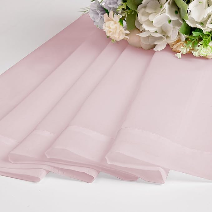 OWEINE Sheer Curtains 90 Inches Long 2 Panels Set, Light Filtering Fimly Voile Solid Blush Window Curtain Panels for Living Room Bedroom, Soft Voile Sheer Curtains & Drapes, Total 84 Inches Width
