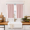 RYB HOME 100% Blackout Short Curtains for Small Window, Thermal Insulated Total Room Darkening Noise Reducing Curtains for Kitchen Bathroom Basement, 42 inches Wide by 48 inches Long, Baby Pink