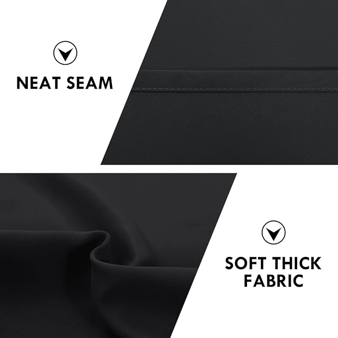 DWCN Blackout Curtains for Living Room Thermal Insulated, Energy Saving & Noise Reducing Bedroom Curtains, Black, W 70x L 84 Inch, Set of 2 Rod Pocket Curtain Panels