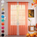 youleyar Solid Sheer Rod Pocket Curtain Voile Draperies 2 Panels White Beige Black Grey Coffee 52 Inch Width 54 Inch Long 1 Pair for Kitchen Bedroom Children Living Room Yard (Orange Red,52Wｘ54L)