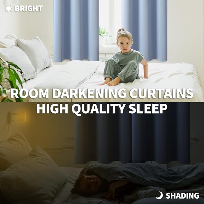 BGment Blackout Curtains for Living Room - Grommet Thermal Insulated Room Darkening Curtains for Bedroom, 2 Panels of 52 x 95 Inch, Spa Blue