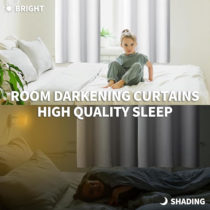 BGment Room Darkening Curtains for Bedroom - Grommet Thermal Insulated Window Treatments Light Blocking Curtains for Living Room, Set of 2 Panels, Each 46 x 84 Inch, Pure White