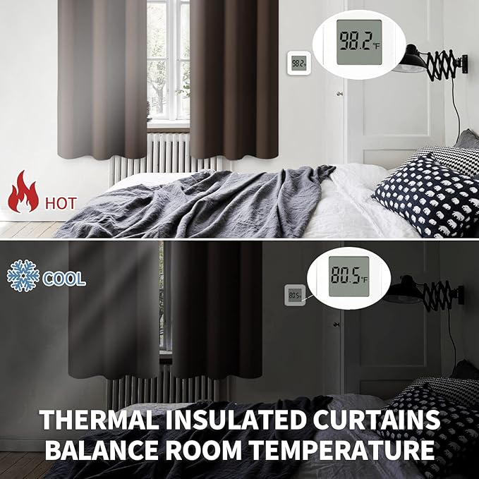 BGment Blackout Curtains for Living Room - Grommet Thermal Insulated Room Darkening Curtains for Bedroom, 2 Panels of 52 x 54 Inch, Brown