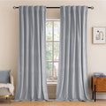 MIULEE Greyish White Velvet Curtains 96 inches 2 Panels - Luxury Blackout Curtains for Bedroom Living Room Thermal Insulated Super Soft Window Drapes Rod Pocket & Back Tab, W52 x L96 inches