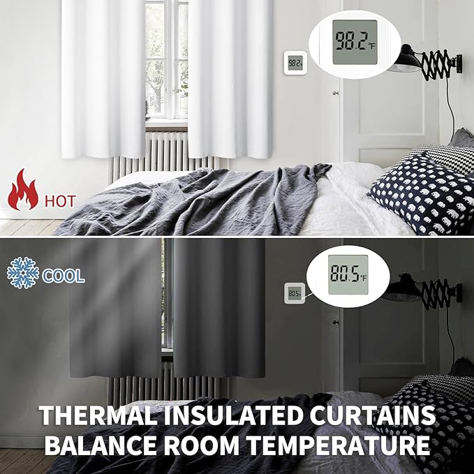 BGment Room Darkening Curtains 54 Inches Long - Grommet Thermal Insulated Drapes Window Treatment Curtains for Bedroom, 2 Panels, 52 x 54 Inch, Pure White