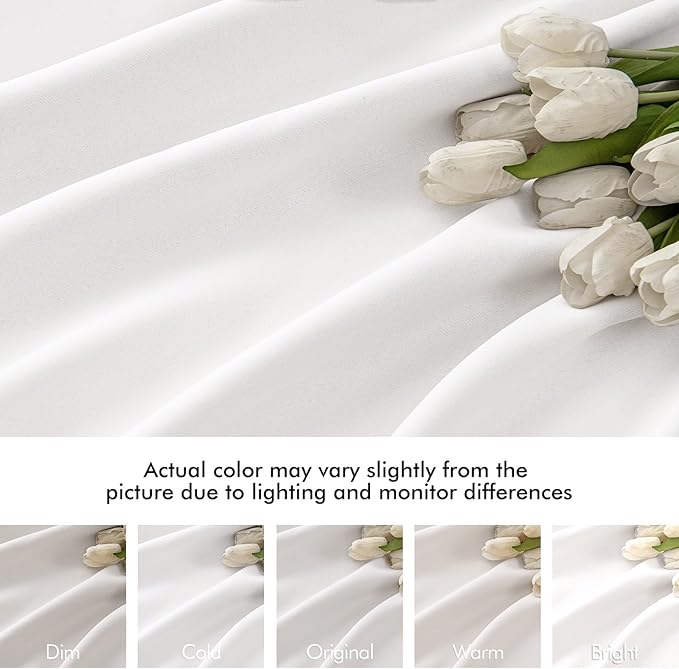 MIULEE Pure White Back Tab Blackout Curtain 96 Inch Long 2 Panels Set for Bedroom, Rod Pocket/Pinch Pleat Thermal Insulated Living Room Darkening Pleated Light Blocking Floor to Ceiling Drape