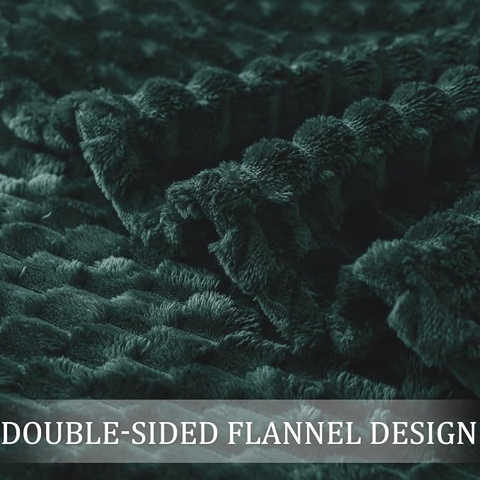 Exclusivo Mezcla Fleece Twin Blanket for Bed, Extra Large Fuzzy Forest Green Bed Blankets, Soft Cozy Plush Sofa Throws for All Seasons, 60x80 Inches