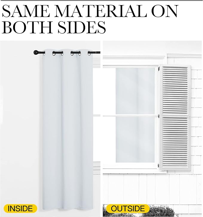 NICETOWN Room Darkening Curtain Panels for Bedroom, Easy-Care Solid Thermal Insulated Grommet Room Darkening Draperies/Drapes (Greyish White, 2 Panels, 42 by 48)