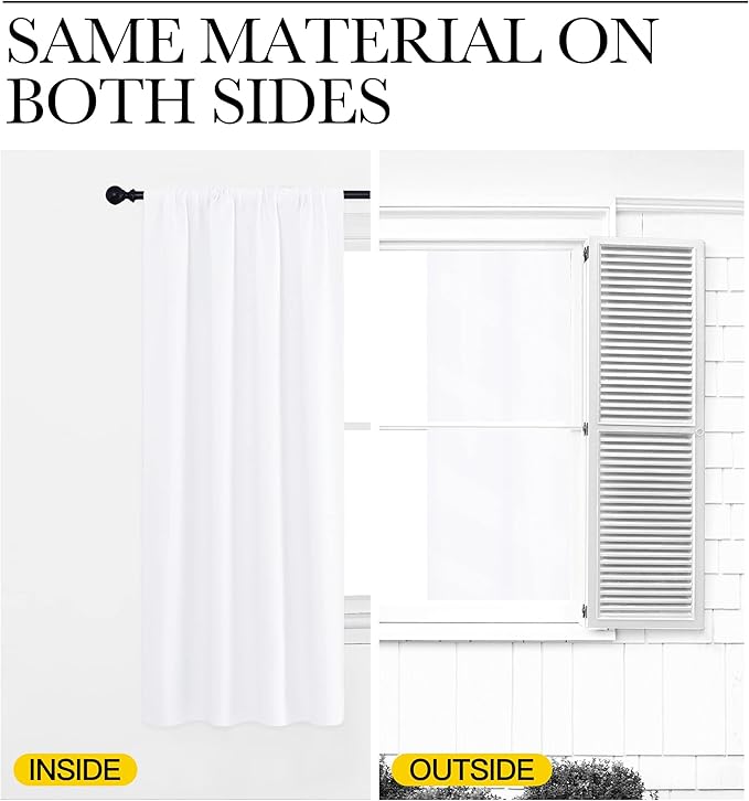 NICETOWN RV Curtains for Camper & Kitchen Windows, Light Filtering Curtains & Drapes for Small Windows (34" Wide x 36" Long, White, 1 Pair)