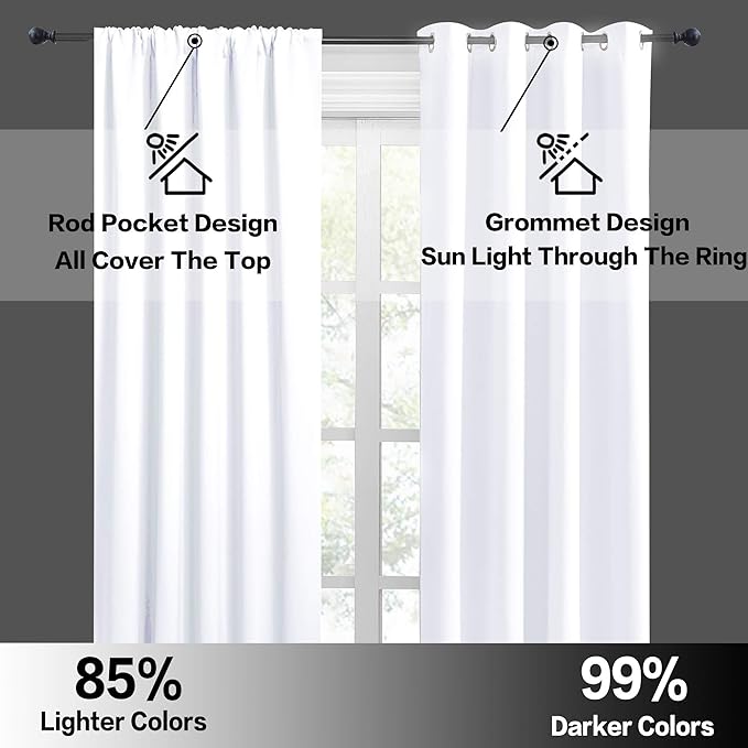 RYB HOME Cafe Curtains 24 inch Length, RV Curtains for Camper Windows, Mini Short Small Insulating Light UV Heat Blocking Privacy Half Window Tiers, Width 29 by Length 24, Pure White, 2 Panels