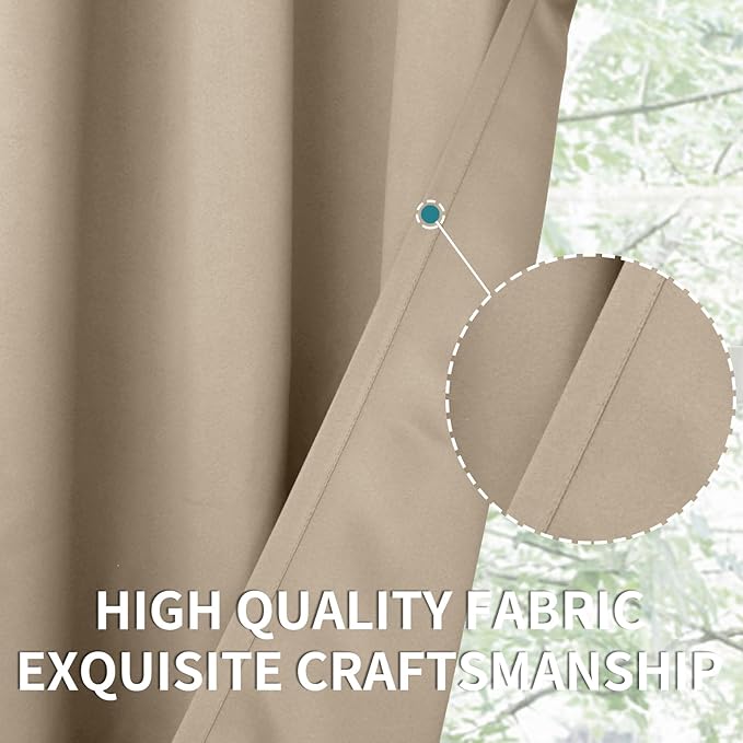 BGment Blackout Curtains - Grommet Thermal Insulated Room Darkening Bedroom and Living Room Curtains, Set of 2 Panels (52 x 54 Inch, Sand)