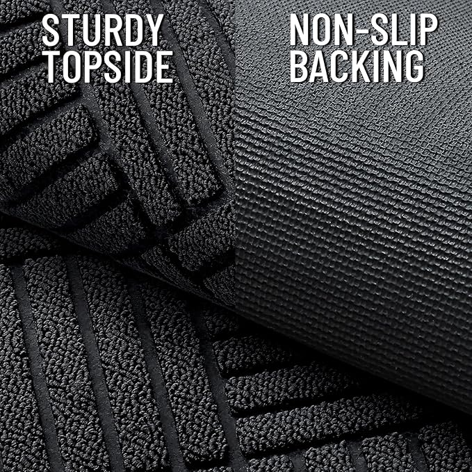 OLANLY Front Door Mat Outside Entrance 71x23, Absorbent, Heavy Duty Sturdy Natural Rubber Doormat Indoor Outdoor, Stain and Fade Resistant, Non-Slip Low Profile Floor Mat for Entryway, Black Diamond