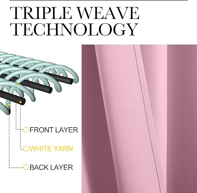 NICETOWN Blackout Curtains Window Draperies, Rouge Pink, Set of 2, 70 by 95 inches Long, Window Treatment Thermal Insulated Solid Room Darkening Drapes for Bedroom