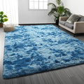 Large Shag Area Rugs 5 x 8, Tie-Dyed Plush Fuzzy Rugs for Living Room, Ultra Soft Fluffy Furry Rug for Bedroom, Indoor Carpet Nursery Rugs for Kids Room Home Decor, Bright Blue