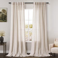 Long Curtain 105 inches Long 2 Panels Set Back Tab Beige Linen Drapes for Living Room Neutral Farmhouse Light Filtering Semi Sheer Linen Curtains 105 inch Length for Large Window Tan