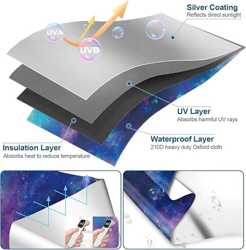100% Blackout Curtains for Bedroom, Portable DIY Window Blinds, No Drill Window Shades & Blackout Blinds with Stickers & Tabs for Travel, Dorm Room, Media Room (Starry Sky, 118" x 57")