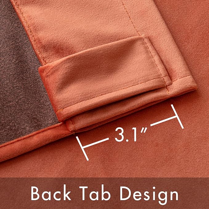 MIULEE Velvet Curtains 108 inches Long 2 Panels - Luxury Burnt Orange Curtains for Bedroom Living Room Thermal Insulated Super Soft Window Drapes Rod Pocket & Back Tab, Terracotta Rust Fall Decor