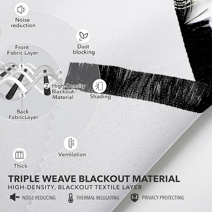 Deconovo Blackout Curtains, Thermal Insulated, W52 x L95 2 Panels, Back Tab, Machine Washable, Room-Darkening Drapes for Bedroom/Living Room Star White