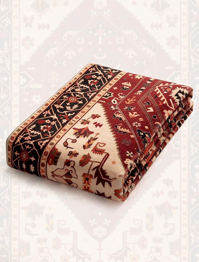 SERISSA Runner Rug for Hallways, 2'6"x10' Washable Non Slip Kitchen Runner Rug, Long Boho Rug Vintage Red Black Hallway Stair Ultra Soft Print Floor Carpet for Bedroom Bathroom Laundry Room