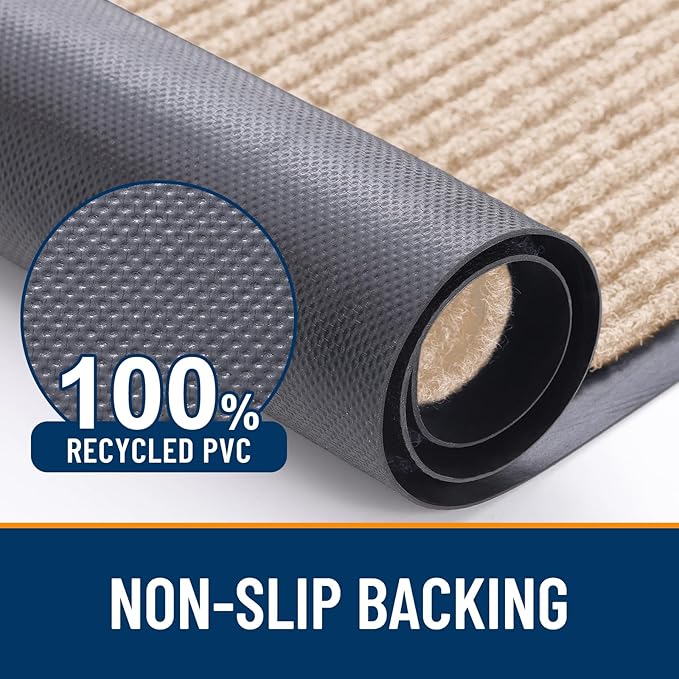 OLANLY Front Door Mat Indoor Outdoor Entrance, Waterproof Heavy Duty Doormat, Fade Resistant, Low Profile, Easy Clean Patio Porch Welcome Floor Mats for Entry, 47x30, Beige