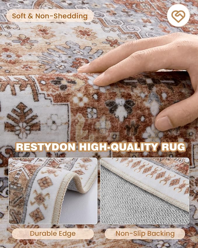 Kitchen Runner Rug Non Slip Washable 2.5x10, Soft Ultra-Thin Entryway Rug Runners for Hallways, Carpet Runner for Living Room,Kitchen, Laundry, Bathroom(Orange,2.5'x10')