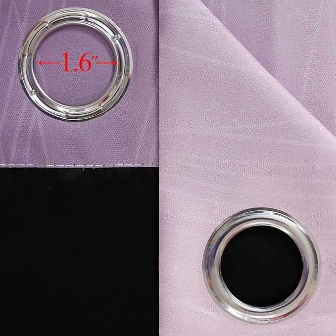 Estelar Textiler Ombre Pink and Purple Blackout Curtains 72 Inch Length 2 Panels, Full Light Blocking Curtains for Bedroom, Grommet Thermal Insulated Gradient Drapes for Living Room, 52x72 Inch