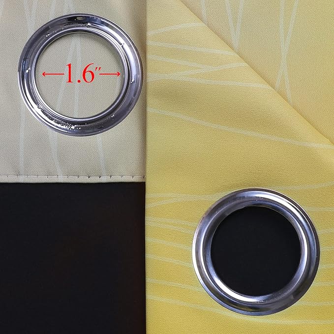 Estelar Textiler Grey and Yellow Ombre Short Blackout Curtains 36 Inch Long, Thermal Insulated Grommet Small Half Window Drapes for Cafe/Basement/RV Camper/Kitchen, 52Wx36L, 2 Panels