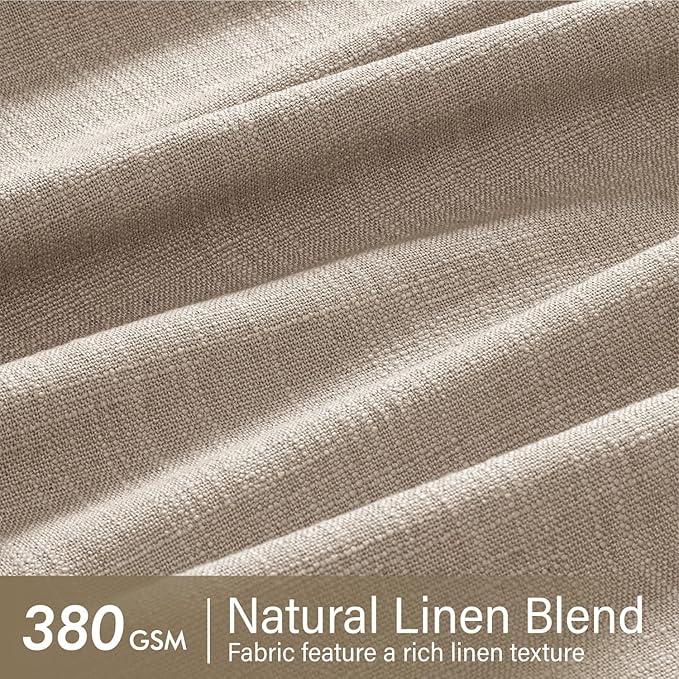 MIULEE Pinch Pleated Thick Linen Curtains 102 Inches Long 2 Panels for Living Room Bedroom, Pinch Pleat Drapes Back Tab Memory Trained Rustic Farmhouse Window Curtains with Hooks&Rings, Taupe