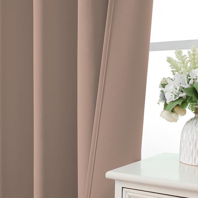 CUCRAF Khaki Blackout Curtains Customize, Rod Pocket Room Darkening Curtain for Bedroom Living Room, Thermal Insulated Window Drapes 1 Panel (Custom Size, Color)